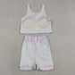 Baby Girl Sleeveless Bows Floral Tops Shorts Skort Yoga Active Wear Set RTS