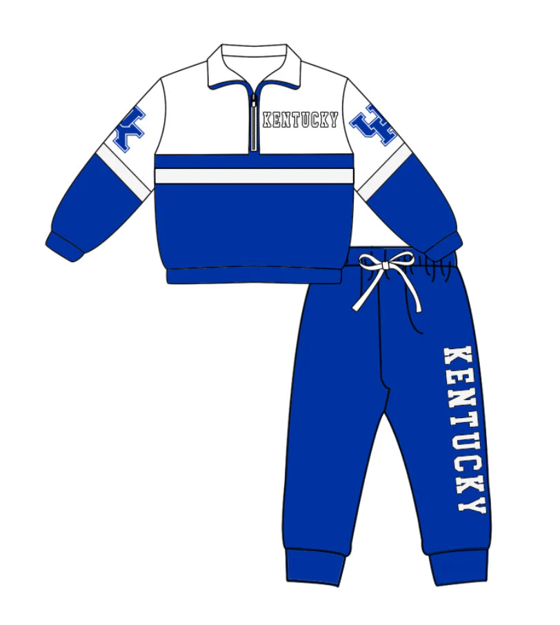 ( Moq 5 ) Baby Boys Toddler Long Sleeves Zipper Blue Shirt Jogger Pants Team Clothes Set