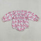 Baby Girl Long Sleeves Pink Bows Ghosts Embroidery Halloween Smocked Bubble Romper RTS
