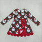 Baby Girls Kids Long Sleeves Christmas Santa Leopard Bows Scallop Dress Yoga Active Clothes RTS