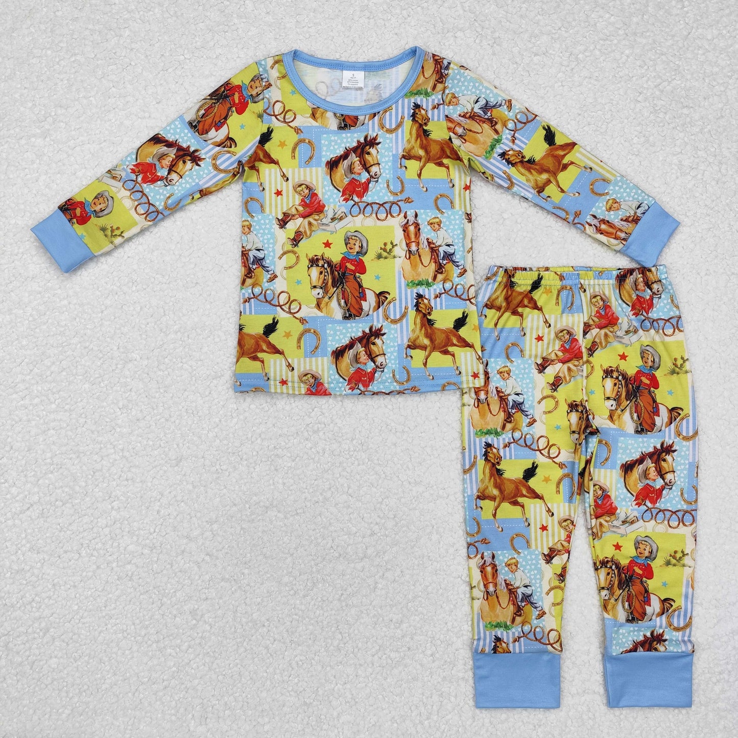 Baby Boy Long Sleeves Cowboy Western Shirt Pants Pajamas Clothes Bamboo Set