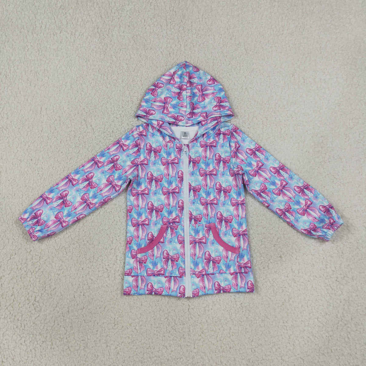 Baby Girls Kids Long Sleeves Bows Pockets Hoodie Zipper Shirt Tops Yoga Clothes RTS