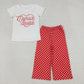 Baby Girls Short Sleeves Mama's Bestie Heart Shirt Red Dots Pants Clothes Set RTS