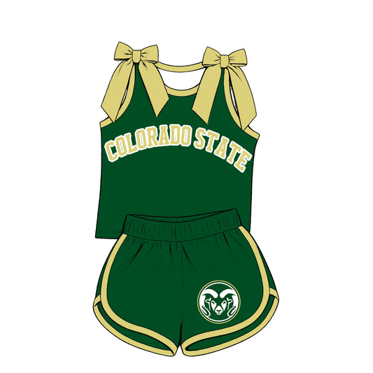 ( Moq 5 ) Baby Girls Kids Sleeveless Bows Shirt Shorts Team Set Clothes