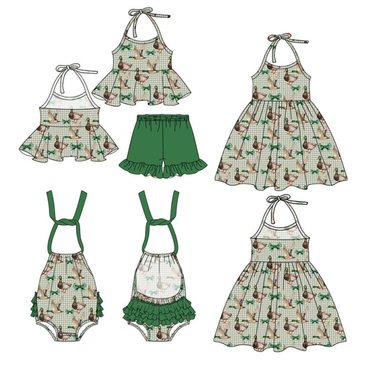 Baby Girl Green Bows Ducks Sibling Romper Dress Set ( Moq 5 Each Style ) 1.7