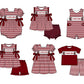 ( Moq 5 ) Baby Girls Toddler Short Sleeves Bows Chicken Stripes Tunic Red Shorts Team Set