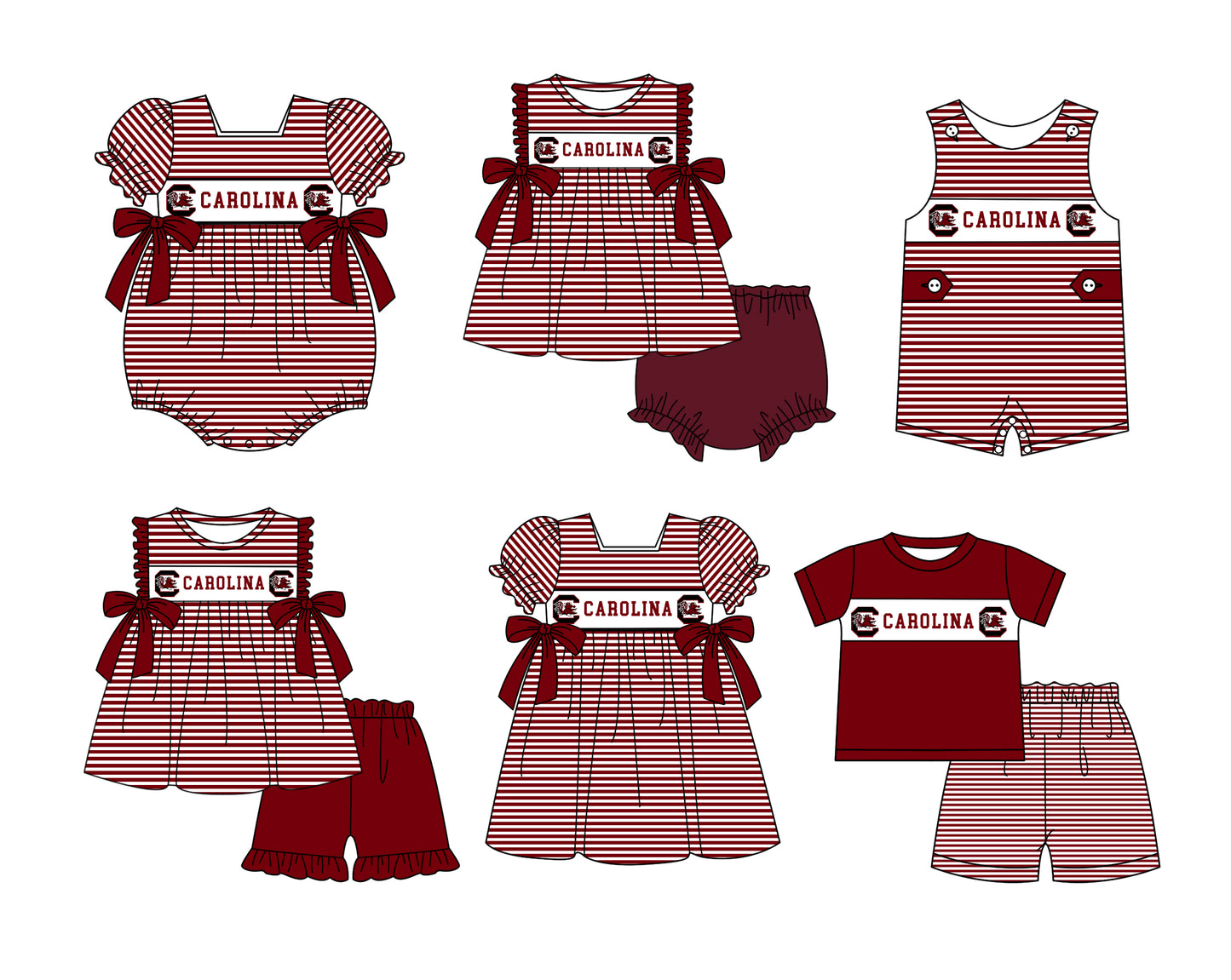 ( Moq 5 ) Baby Girls Toddler Short Sleeves Chicken Bows Stripes Knee Length Dress