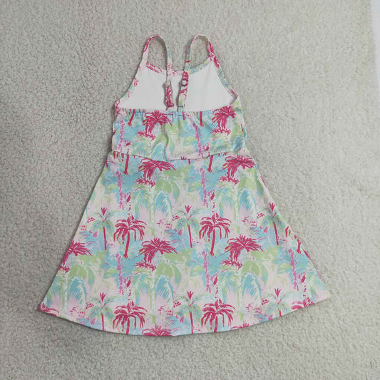 Baby Girls Kids Straps Colorful Tree Yoga Shorts Knee Length Dress RTS