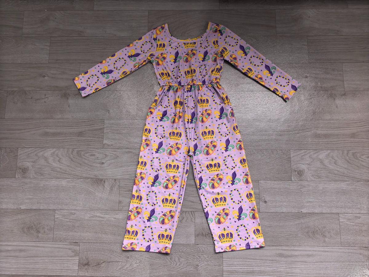 ( No moq ) Preorder Baby Girls Kids Long Sleeves Flower Donuts Pants Mardi Gras Jumpsuit Clothes