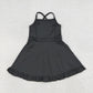 Baby Girls Toddler Sleeveless Black Yoga Shorts Knee Length Dress Ruffle Clothes RTS