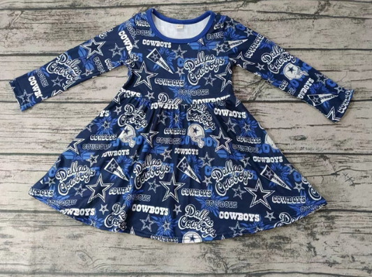 Baby Girl Long Sleeves Stars Team Dress