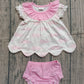 Baby Girls Kids Short Sleeves Bows Tunic Pink Bummie Shorts Summer Set RTS