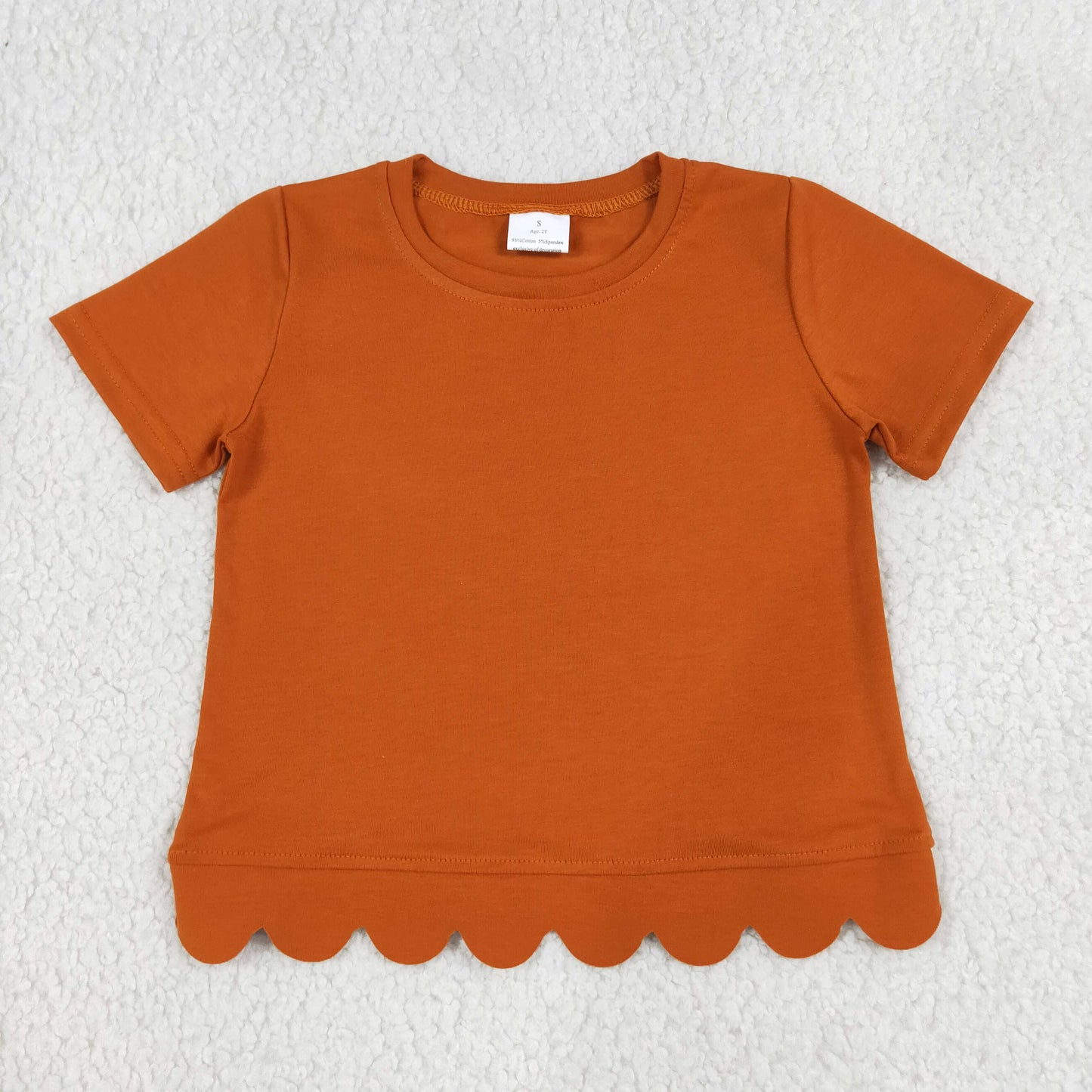 Baby Girls Kids Short Sleeves Scalloped Shirt Tops Cotton Clothes RTS