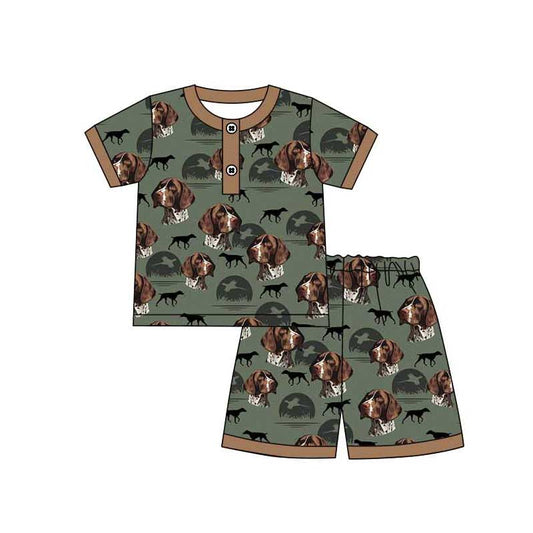 Baby Boy Short Sleeves Dogs Shirt Shorts Pajamas Hunting Set Moq 5