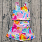 Baby Girl Sleeveless Tie Dye Vest Tops Short Skirt Skort Yoga Active Set RTS