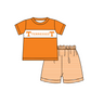( Moq 5 ) Baby Boys Toddler Short Sleeves Orange Shirt Stripes Shorts Team Summer Set