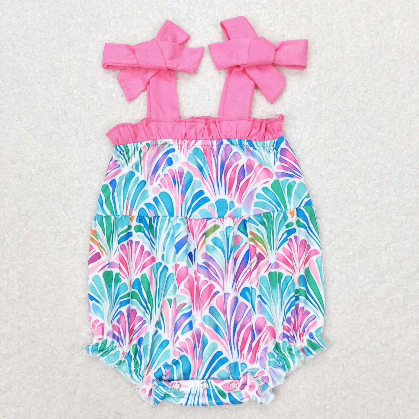 Baby Girl Sleeveless Colorful Seashells Summer Bubble Romper