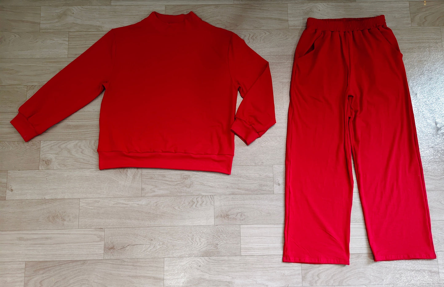 ( No moq ) Preorder Adult Women Long Sleeves Dark Red Shirt Pockets Pants Cotton Set Clothes