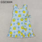 Baby Girls Kids Sleeveless Lemons Bows Blue Plaid Yoga Active Shorts Knee Length Dress RTS