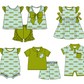 Baby Boy Girl Short Sleeves Fish Sibling Matching Dress Romper Green Clothes Set Moq 5 Each style