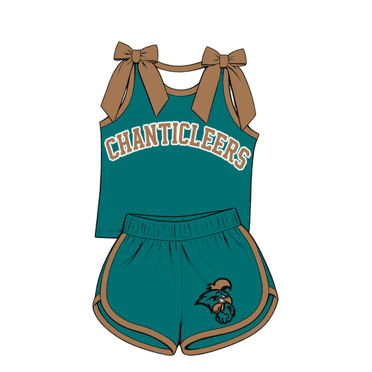 ( Moq 5 ) Baby Girls Kids Sleeveless Bows Shirt Shorts Team Set Clothes
