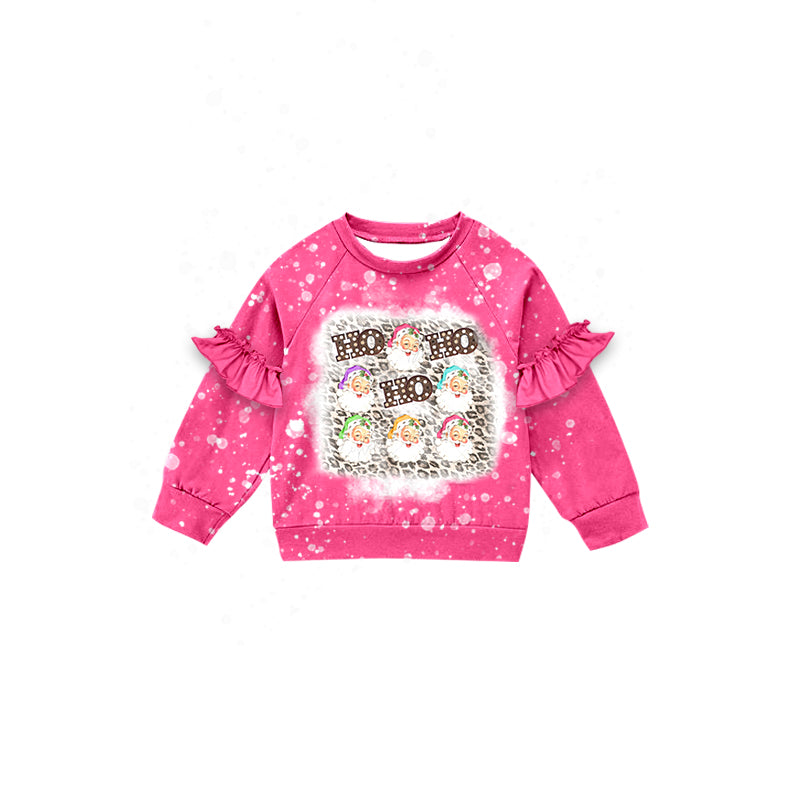 Baby Girl Pink Long Sleeves Christmas Santa Shirt Moq 5