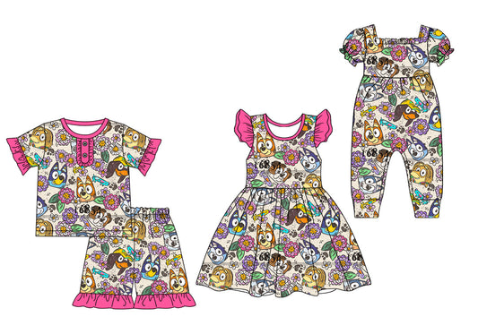 Baby Girl Dogs Flower Sibling Romper Dress Set ( Moq 5 Each Style ) 2.10
