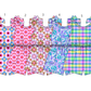 ( Moq 5 Each Style ) Sibling Baby Girls Kids Flower Plaid Pockets Jumpsuits Summer Clothes