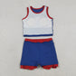 Baby Girls Kids Sleeveless Navy Shirt Scallop Skirt Shorts Yoga Active Set Clothes RTS