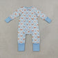 Baby Boys Kids Long Sleeves Christmas Zipper Sleeper Footie Romper Blue Clothes RTS