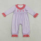 Sibling Baby Girls Kids Embroidery Hearts Bows Stripes Valentine's Day Romper Clothes Set RTS