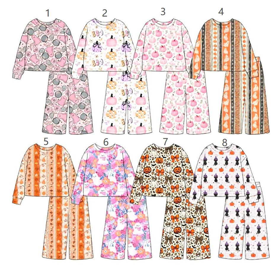 ( Moq 5 Each Style ) Sibling Baby Girls Kids Long Sleeves Halloween Shirts Pants Sibling Sets Clothes