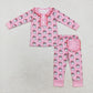 Baby Girl Christmas Santa Shirt Pants Pajamas Bamboo Pink Set