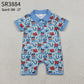 Baby Boys Short Sleeves Buttons Hats Boots Stars 4th of July Western Blue Romper RTS