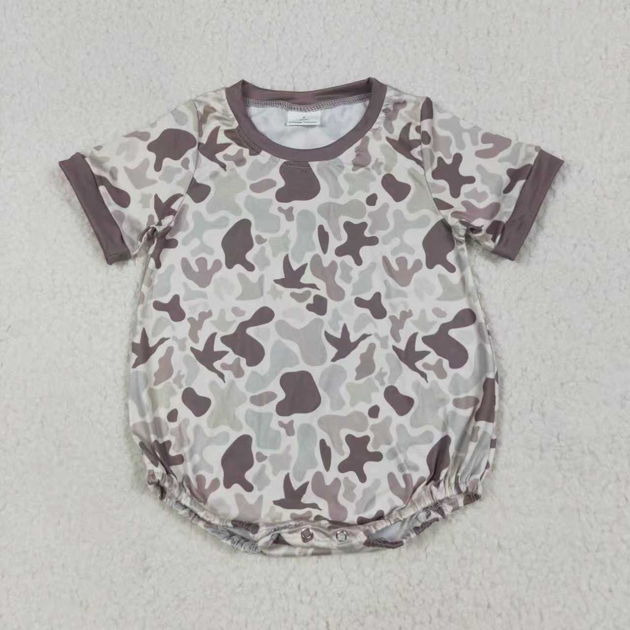 Sibling Baby Boys Short Sleeves Camo Bubble Rompers RTS