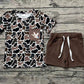 Baby Boy Short Sleeves Duck Camo Pocket Shirt Brown Cotton Shorts Clothes Set