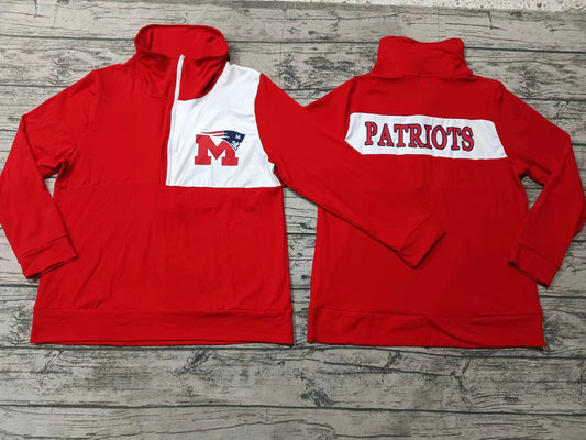 Adult Women Red Long Sleeves Team Zipper Tee Shirt Tops Moq 5