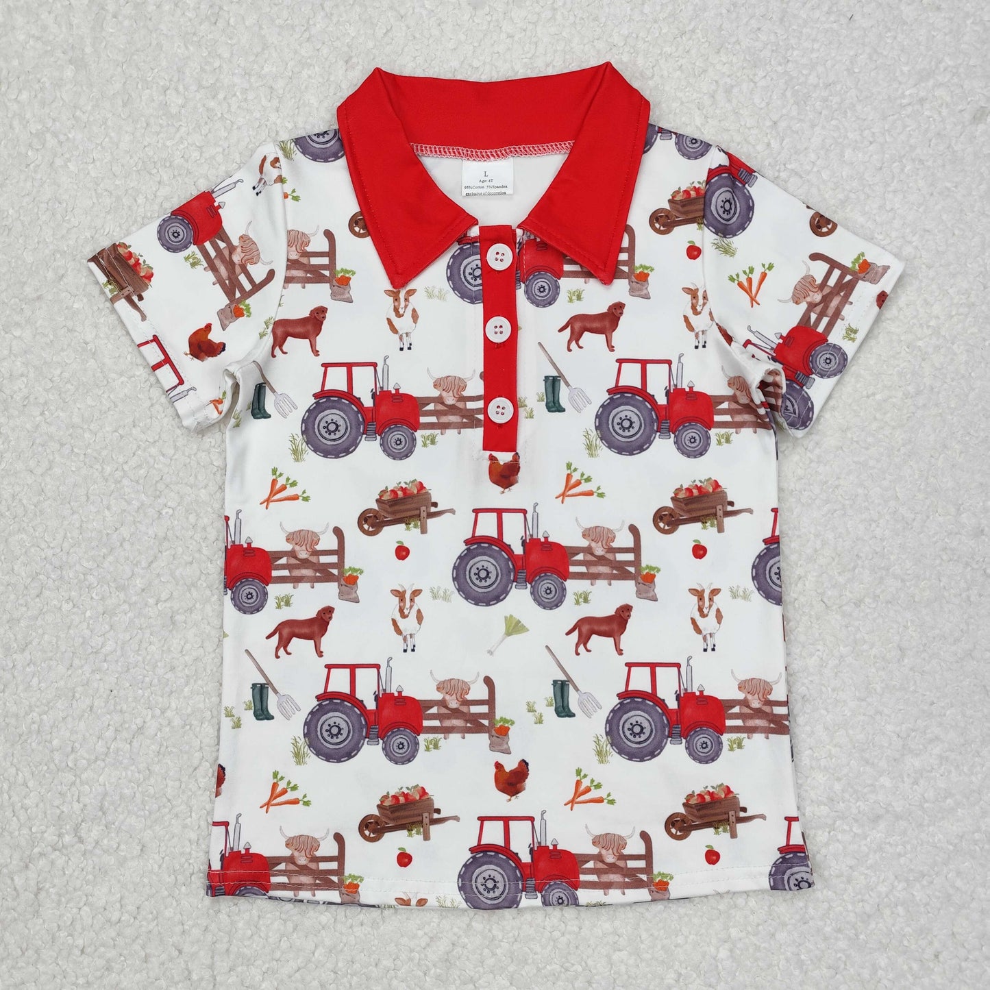 Baby Boy Short Sleeves Farm Trucks Shirt Tops