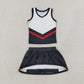 Baby Girls Kids Sleeveless Tops Black Skirt Shorts Set Yoga Active Team Clothes RTS