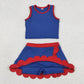 Baby Girls Kids Sleeveless Navy Shirt Scallop Skirt Shorts Yoga Active Set Clothes RTS