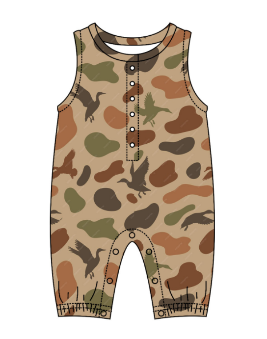 Baby Boy Sibling Duck Camo Shirt Romper Set Moq 5