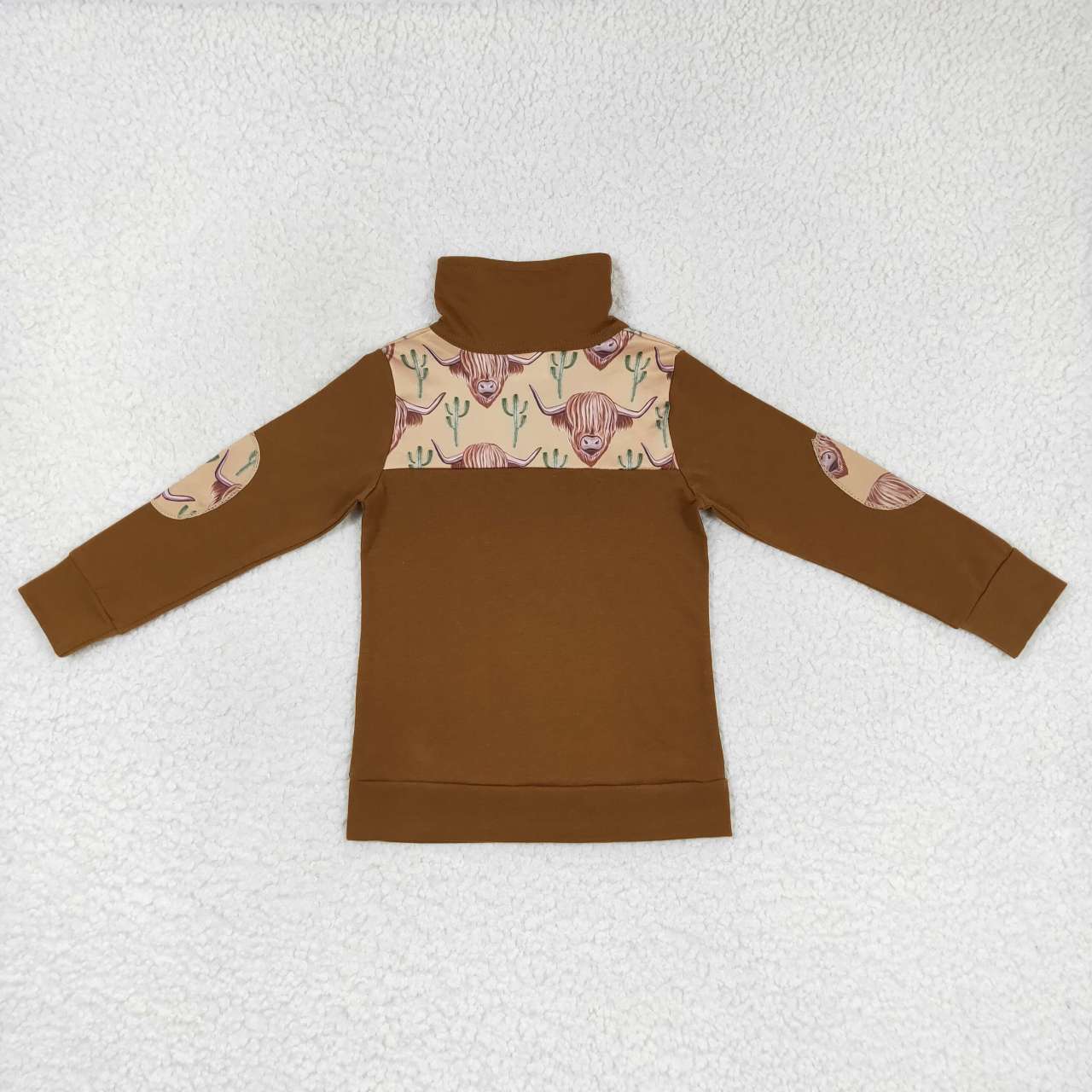 BT0298 Baby Boy Long Sleeves Western Cow Cactus Shirt