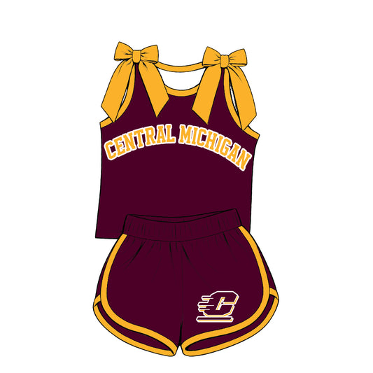 ( Moq 5 ) Baby Girls Kids Sleeveless Bows Shirt Shorts Team Set Clothes