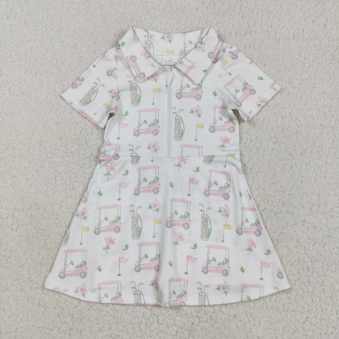 Baby Girl Short Sleeves Golf Zipper Yoga Active Knee Length Dress RTS