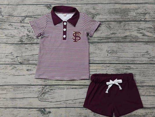 Baby Boy Short Sleeves Stripes Team Shirt Shorts Clothes Set