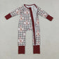 Sibling Girls Kids Long Sleeves turkey Bows Plaid Thanksgiving Zipper Romper Pajamas Clothes Set RTS