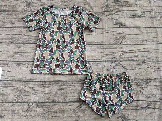 ( Moq 5  ) Baby Kids Toddler Short Sleeves Camo Shirt Shorts Set