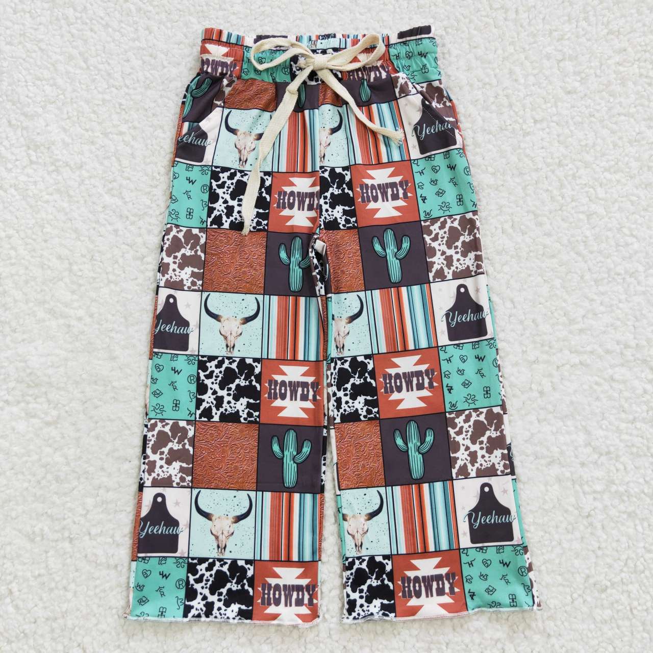 P0145 Western Baby Girl Cow Print Pants