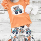 Promotion D11-4 Baby Girl Short Sleeves Easter Shirt Carrot Easter Tractor Bell Pants Set