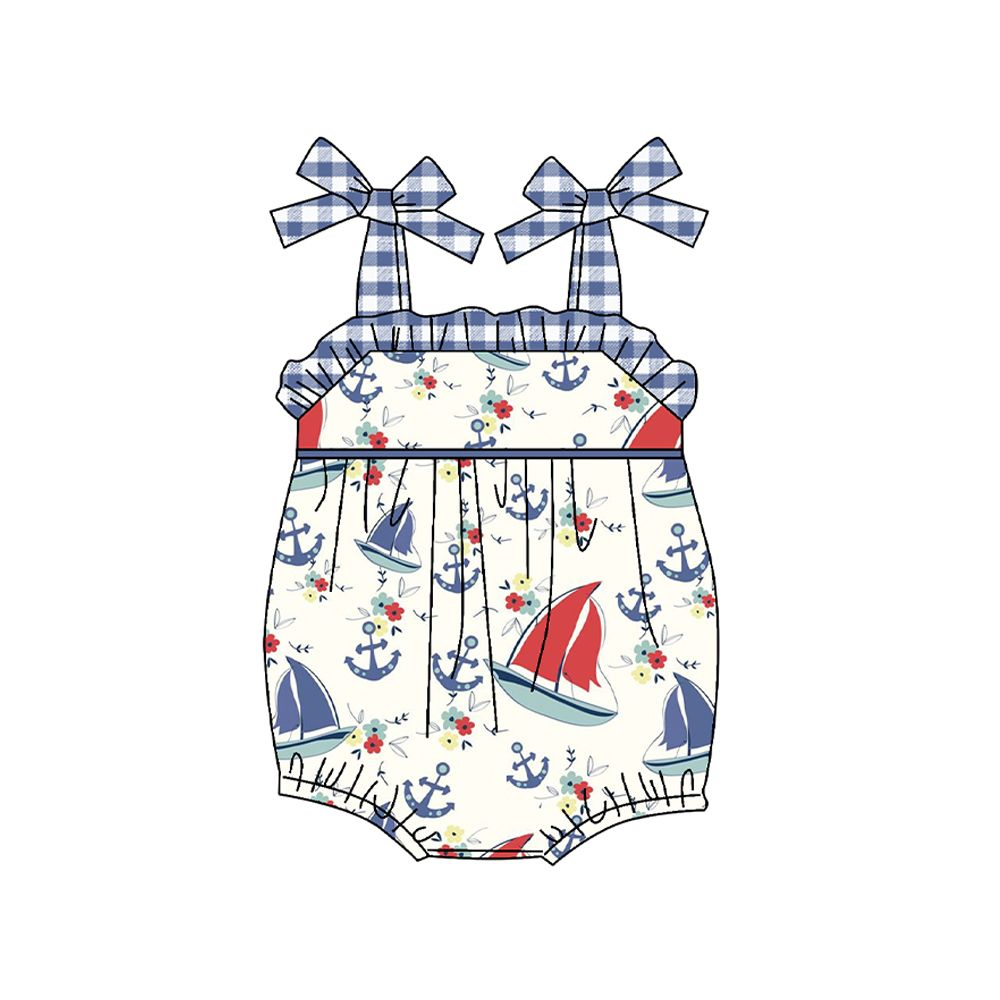 Moq 3 Pre-order SR1209 Baby Girl Boats Floral One Piece Romper